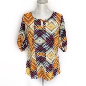 BKE Buckle Blouse Tie Front Elbow Sleeves (D85)